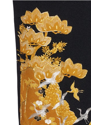 Detail View - Click To Enlarge - IBRIGU - One of a kind crane scenery silk crepon kimono pants