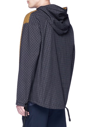 Back View - Click To Enlarge - INDICE STUDIO - 'Koodoo' patchwork check plaid half zip hoodie