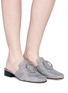 Figure View - Click To Enlarge - DORATEYMUR - 'Petrol' oversized ring glitter lurex slide loafers