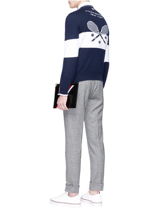 Figure View - Click To Enlarge - THOM BROWNE  - Tennis racket intarsia stripe cashmere sweater