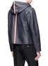 Back View - Click To Enlarge - THOM BROWNE  - Stripe trim deerskin leather jacket