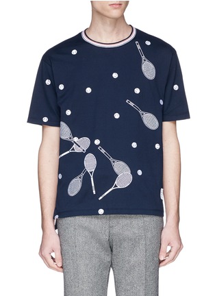 Main View - Click To Enlarge - THOM BROWNE  - Tennis racket embroidered T-shirt