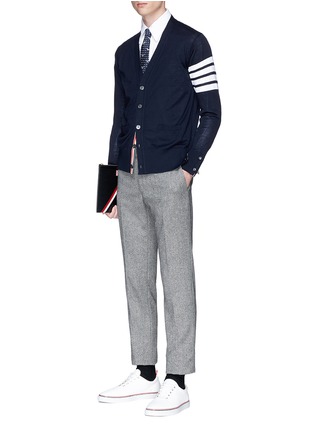 Figure View - Click To Enlarge - THOM BROWNE - Stripe sleeve wool cardigan