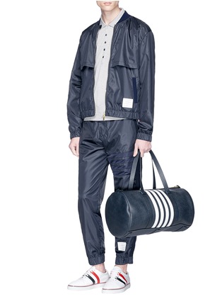 Figure View - Click To Enlarge - THOM BROWNE  - Mesh stripe bomber jacket