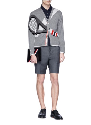 Figure View - Click To Enlarge - THOM BROWNE  - Tennis racket intarsia cashmere cardigan