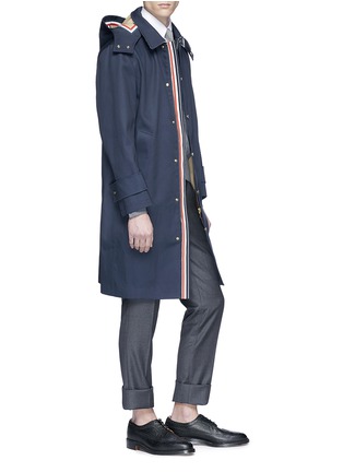 Figure View - Click To Enlarge - THOM BROWNE  - Detachable hood cotton twill parka
