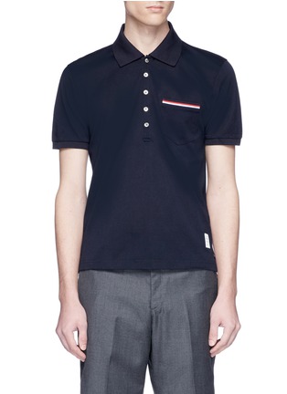 Main View - Click To Enlarge - THOM BROWNE  - Stripe pocket polo shirt