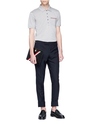 Figure View - Click To Enlarge - THOM BROWNE  - Stripe pocket polo shirt