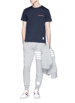 Figure View - Click To Enlarge - THOM BROWNE  - Stripe pocket T-shirt