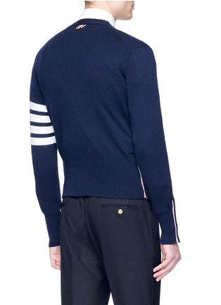 Back View - Click To Enlarge - THOM BROWNE  - Stripe intarsia cashmere cardigan