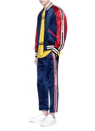 Figure View - Click To Enlarge - GUCCI - Logo jacquard outseam satin jogging pants
