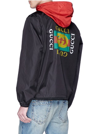 Back View - Click To Enlarge - GUCCI - Logo print hooded windbreaker jacket
