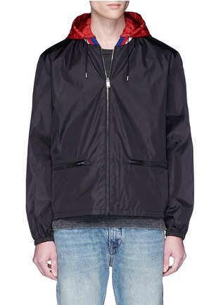 Main View - Click To Enlarge - GUCCI - Logo print hooded windbreaker jacket