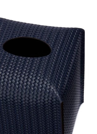 Detail View - Click To Enlarge - PINETTI - Woven leather square tissue box – Navy
