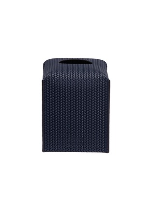 Main View - Click To Enlarge - PINETTI - Woven leather square tissue box – Navy