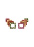 Main View - Click To Enlarge - KHAI KHAI - 'Square Stack' sapphire tsavorite 18k yellow gold stud earrings