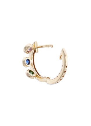 Detail View - Click To Enlarge - KHAI KHAI - 'Crown Huggies' diamond gemstone 18k yellow gold hoop earrings