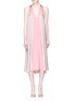 Main View - Click To Enlarge - VALENTINO GARAVANI - Sash drape back colourblock satin halterneck dress