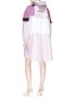 Back View - Click To Enlarge - VALENTINO GARAVANI - Colourblock layered patchwork hooded jacket