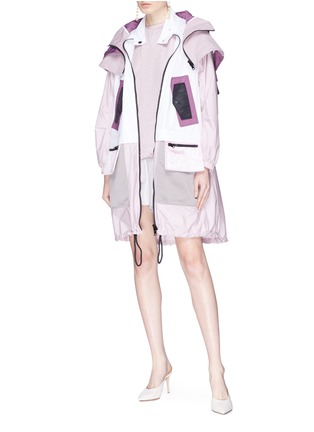 Figure View - Click To Enlarge - VALENTINO GARAVANI - Colourblock layered patchwork hooded jacket