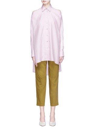 Main View - Click To Enlarge - VALENTINO GARAVANI - Cutout shoulder silk satin shirt