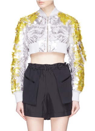 Main View - Click To Enlarge - VALENTINO GARAVANI - Paillette embellished colourblock cropped bomber jacket