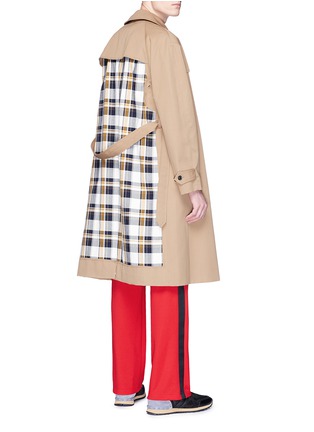 Figure View - Click To Enlarge - MAISON MARGIELA - Check plaid panel twill trench coat