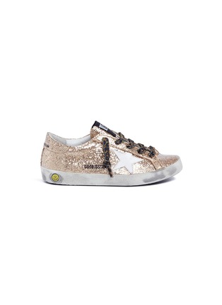 Main View - Click To Enlarge - GOLDEN GOOSE - 'Superstar' glitter coated calfskin leather kids sneakers