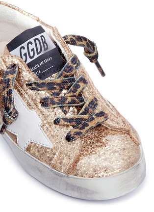 Detail View - Click To Enlarge - GOLDEN GOOSE - 'Superstar' glitter coated calfskin leather toddler sneakers
