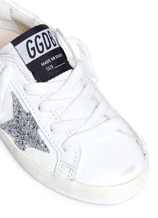 Detail View - Click To Enlarge - GOLDEN GOOSE - 'Superstar' glitter star appliqué leather toddler sneakers