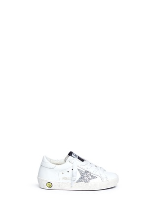 Main View - Click To Enlarge - GOLDEN GOOSE - 'Superstar' glitter star appliqué leather toddler sneakers