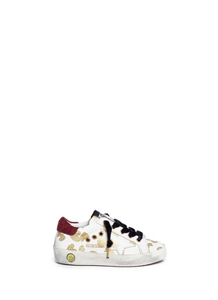 Main View - Click To Enlarge - GOLDEN GOOSE - 'Superstar' glitter heart calfskin leather toddler sneakers