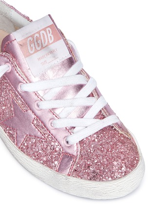 Detail View - Click To Enlarge - GOLDEN GOOSE - 'Superstar' glitter coated leather kids sneakers