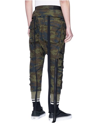 Back View - Click To Enlarge - BEN TAVERNITI UNRAVEL PROJECT  - Elastic strap camouflage print cargo pants