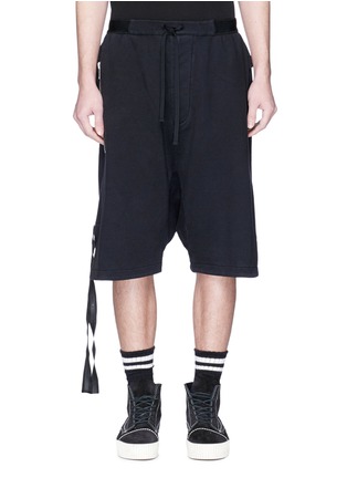 Main View - Click To Enlarge - BEN TAVERNITI UNRAVEL PROJECT  - Logo strap drop crotch sweat shorts