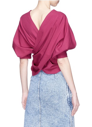 Back View - Click To Enlarge - GROUND ZERO - Puff sleeve ruched front reversible cropped top