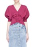 Main View - Click To Enlarge - GROUND ZERO - Puff sleeve ruched front reversible cropped top