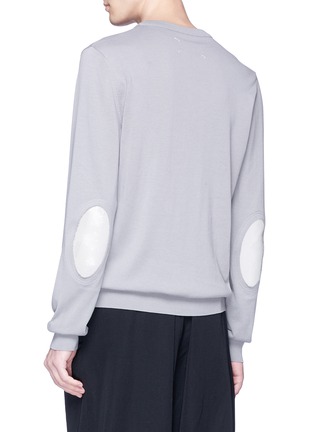 Back View - Click To Enlarge - MAISON MARGIELA - Leather elbow patch cotton sweater
