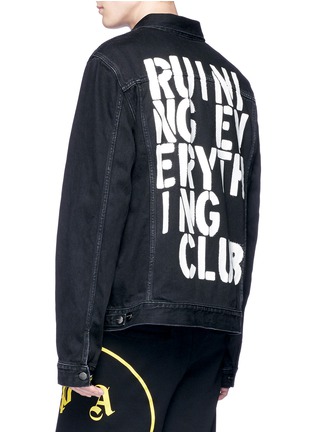 Back View - Click To Enlarge - PALM ANGELS - 'Ruining Everything Club' print denim jacket