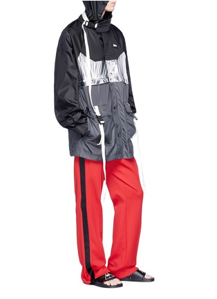 Figure View - Click To Enlarge - PALM ANGELS - Metallic panel Colourblock hooded parka