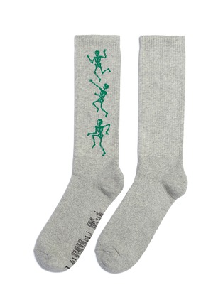 Main View - Click To Enlarge - PALM ANGELS - 'Dance of Death' intarsia socks