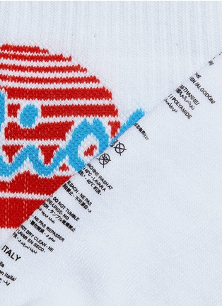 Detail View - Click To Enlarge - PALM ANGELS - 'Adios' slogan intarsia socks