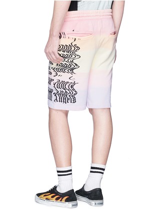 Back View - Click To Enlarge - PALM ANGELS - 'Gothic Rainbow' logo print sweat shorts