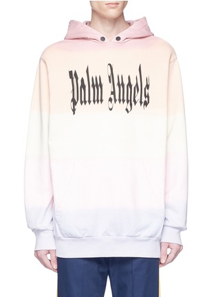Main View - Click To Enlarge - PALM ANGELS - 'Gothic Rainbow' logo print hoodie