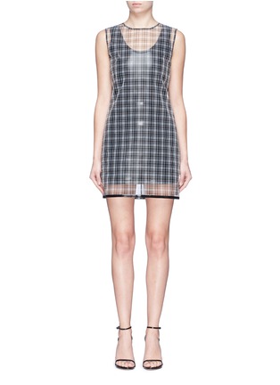 Main View - Click To Enlarge - HELMUT LANG - Check plaid cellophane overlay dress