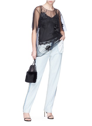 Figure View - Click To Enlarge - HELMUT LANG - Orchid embroidered organdy overlay camisole top