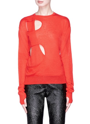 Main View - Click To Enlarge - HELMUT LANG - Cutout wool-silk sweater