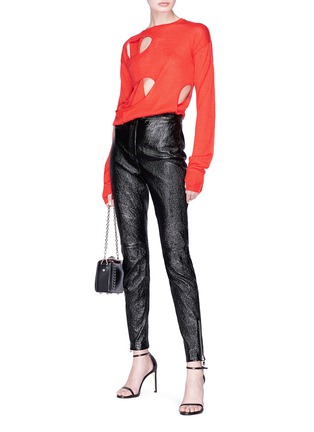 Figure View - Click To Enlarge - HELMUT LANG - Cutout wool-silk sweater