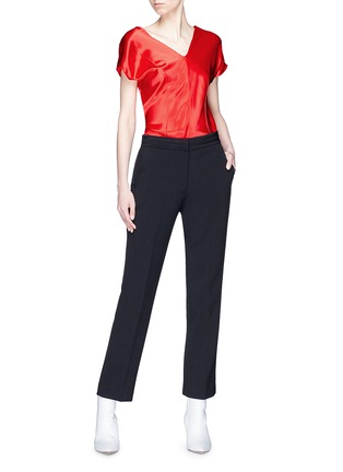 Figure View - Click To Enlarge - HELMUT LANG - Pintuck V-neck satin top