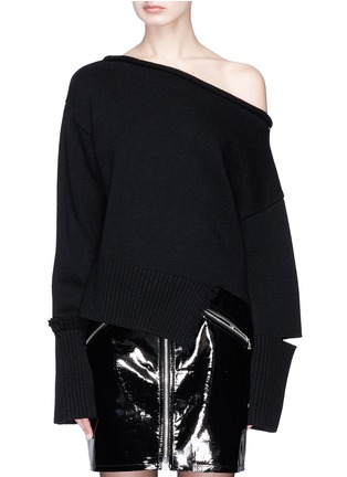 Main View - Click To Enlarge - HELMUT LANG - One-shoulder oversized wool-cashmere sweater